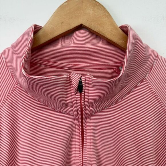 Westport Lifestyle Men’s 1/4 Zip Pink White Stripe UPF Water Wicking Stretch Pul - Picture 7 of 8